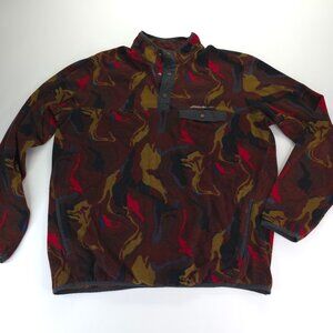 Eddie Bauer Chutes Snap Mock Neck Fleece Pullover Camouflage Quarter Snap TXL